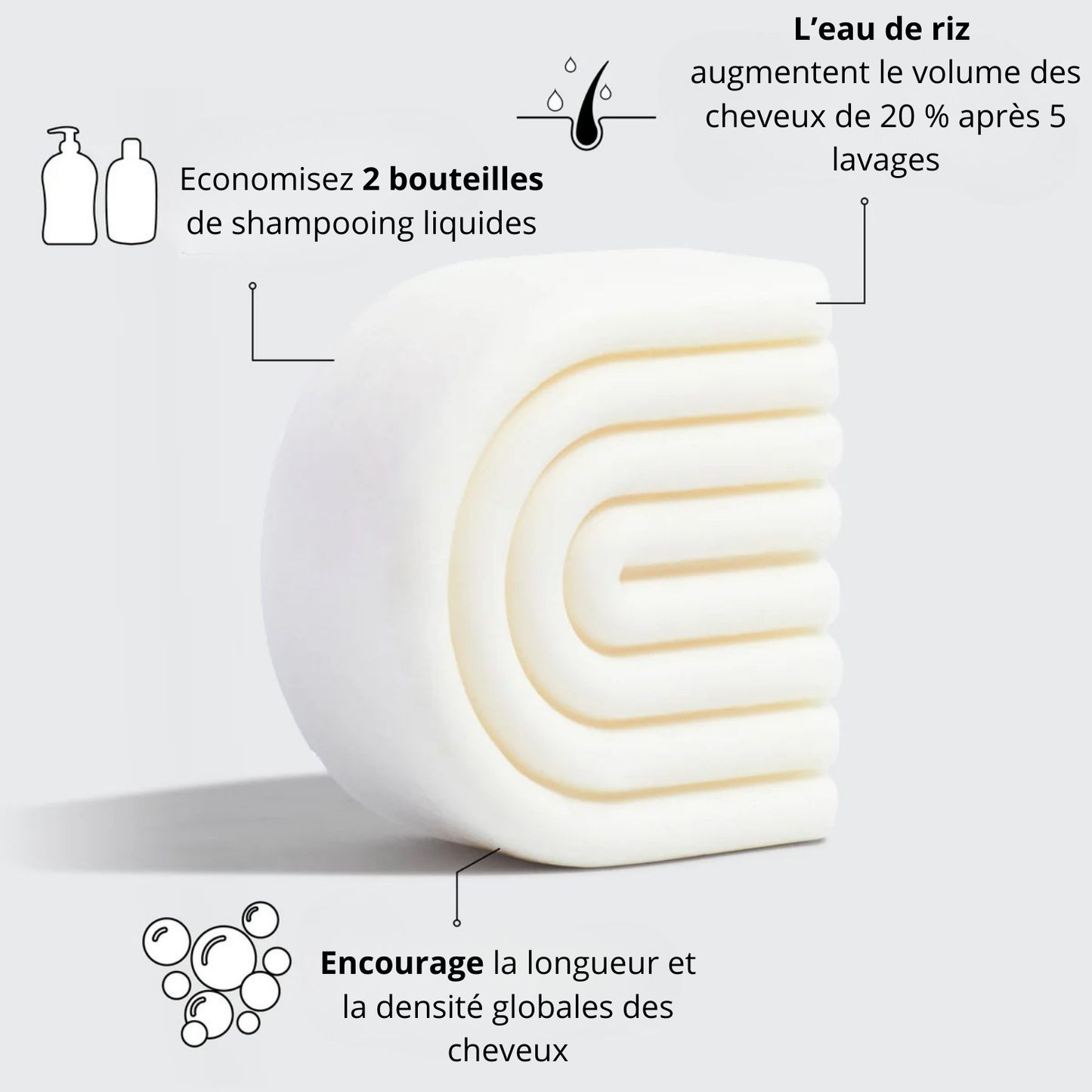 Shampoing et après-shampoing à l'eau de riz favorisant la pousse des cheveux