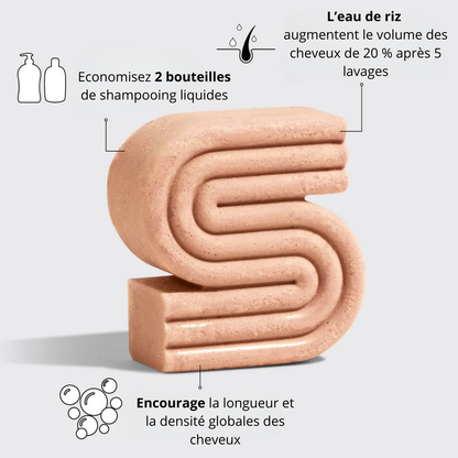 Shampoing et après-shampoing à l'eau de riz favorisant la pousse des cheveux
